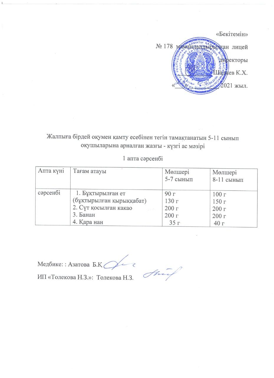 Ас мәзірі - 29.09.2021 жыл