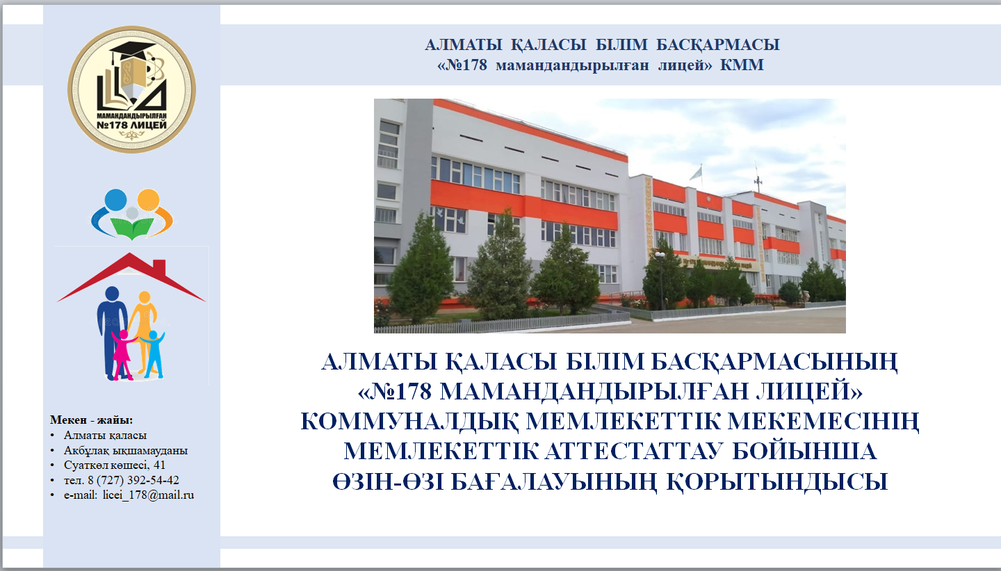 2023-2024 оқу жылындағы "178 МЛ" КММ өзін-өзі бағалау парағы