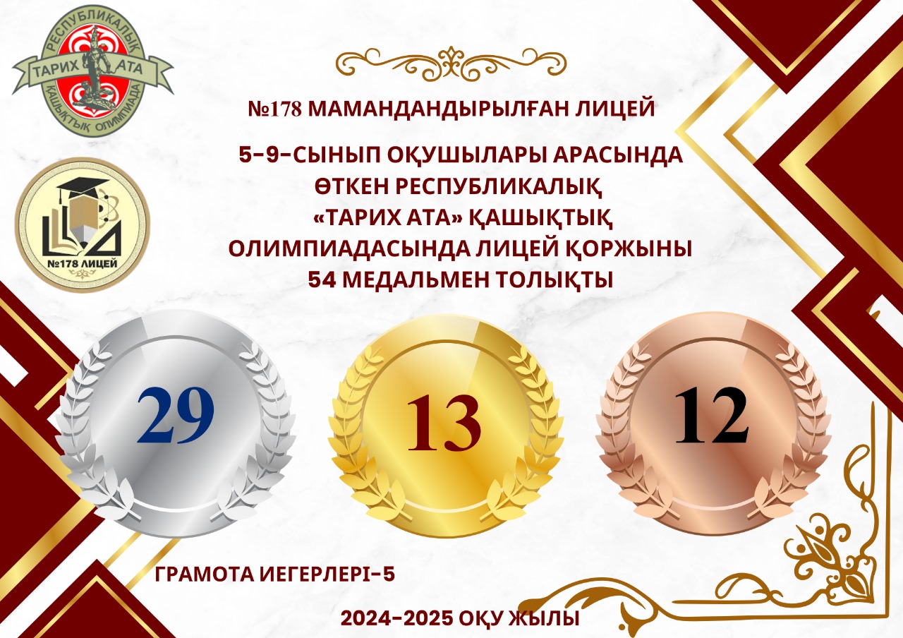 "Тарих ата" олимпиадасынан лицей қоржыны 54 медальмен толықты